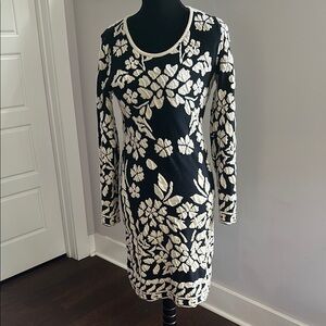 Elegant Black and White Floral Dress